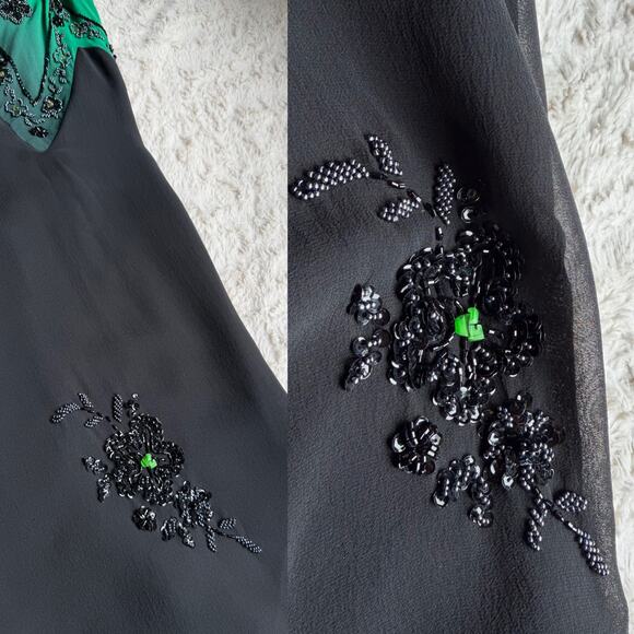 Sue Wong Wicked Elphaba wedding dress formal gown beaded witch silk green maxi 6 - Picture 10 of 17